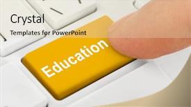  Presentation with key education - Colorful slide deck enhanced with computer notebook keyboard with education backdrop and a soft green colored foreground