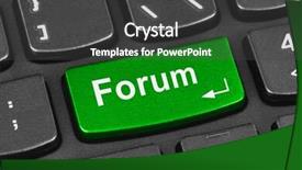  Presentation with forum - Beautiful slide deck featuring computer notebook keyboard with forum backdrop and a dark gray colored foreground