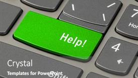  Presentation with notebook - Beautiful slides featuring computer-notebook-keyboard-with-help backdrop and a gray colored foreground