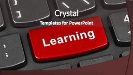  Presentation with learning technology - Slide deck consisting of computer notebook keyboard with learning background and a dark gray colored foreground