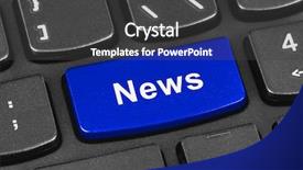  Presentation with big news - Amazing PPT theme having computer notebook keyboard with news backdrop and a dark gray colored foreground