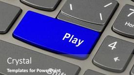  Presentation with computer keyboard and mouse - Theme having computer-notebook-keyboard-with-play background and a gray colored foreground