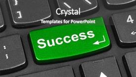  Presentation with computer on success - Amazing slide set having computer notebook keyboard with success backdrop and a dark gray colored foreground