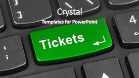  Presentation with ticket - Amazing PPT layouts having computer notebook keyboard with tickets backdrop and a dark gray colored foreground