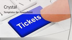  Presentation with ticket - Beautiful slide set featuring computer notebook keyboard with tickets backdrop and a light gray colored foreground