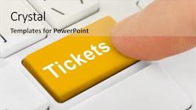  Presentation with hotel key - Amazing PPT theme having computer notebook keyboard with tickets backdrop and a soft green colored foreground