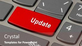  Presentation with notebook - Beautiful slide set featuring computer-notebook-keyboard-with-update backdrop and a violet colored foreground