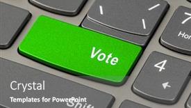  Presentation with vote - Colorful PPT layouts enhanced with computer-notebook-keyboard-with-vote backdrop and a gray colored foreground