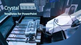  Presentation with cnc machine - PPT theme with computer numerical control cnc machine background and a ocean colored foreground