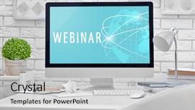  Presentation with workplace - Beautiful presentation featuring electronic discovery - modern workplace with computer backdrop and a light gray colored foreground