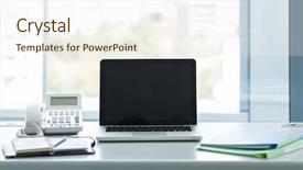  Presentation with desk - Beautiful presentation design featuring computer pen - office desk backdrop and a cream colored foreground