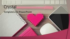  Presentation with pink heart illustrations - Theme having computer peripherals with pink heart background and a light gray colored foreground