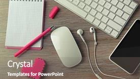  Presentation with notebook - Audience pleasing slides consisting of computer peripherals with pink heart backdrop and a gray colored foreground