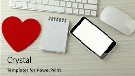  Presentation with notebook - Presentation having computer peripherals with red heart background and a light gray colored foreground