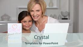  Presentation with dining - Presentation theme having computer pictures - mother and daughter in dining background and a sky blue colored foreground