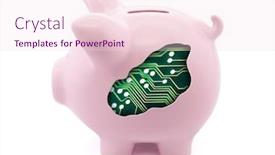  Presentation with piggy bank - Cool new presentation theme with computer-piggy-bank-on-white backdrop and a lemonade colored foreground