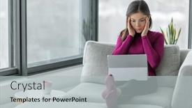  Presentation with issue - Theme featuring computer-problem-laptop-not-working background and a light gray colored foreground