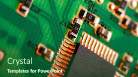  Presentation with motherboard - Amazing slide set having computer-processor-chip backdrop and a forest green colored foreground