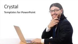  Presentation with demographic millennials business concept - Presentation design featuring computer programmer - businessman in business concept isolated background and a white colored foreground