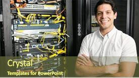  Presentation with smiling kids at summer camp - Audience pleasing PPT theme consisting of computer programmer - confident technician smiling at camera backdrop and a tawny brown colored foreground
