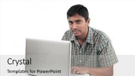  Presentation with old man - PPT layouts featuring computer programmer - old indian man surfing background and a light gray colored foreground