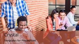  Presentation with coding - Slides enhanced with computer programmer in start-up background and a  colored foreground