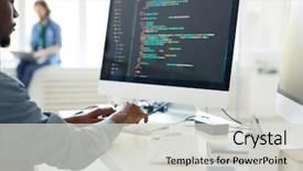  Presentation with programming - PPT layouts having computer programming specialist working background and a light gray colored foreground