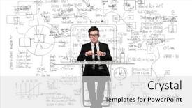  Presentation with desk in line - Slide set featuring computer project - confused businessman working at desk background and a light gray colored foreground