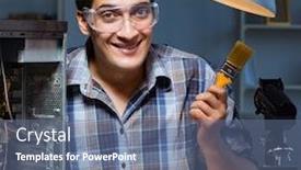  Presentation with computer repair - Audience pleasing slide deck consisting of computer-repair-man-cleaning-dust backdrop and a ocean colored foreground