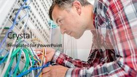  Presentation with computer repair - Colorful presentation theme enhanced with computer repair services - technician in the server room backdrop and a coral colored foreground