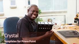  Presentation with electronic - Cool new slide set with computer repair shop - senior african man assembly electronic backdrop and a wine colored foreground