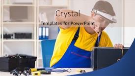  Presentation with hardware computer - Slide deck consisting of computer repair technician repairing hardware background and a soft green colored foreground