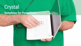  Presentation with computer repair - Presentation enhanced with computer repair background and a ocean colored foreground