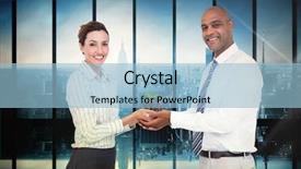  Presentation with plant - Presentation theme featuring computer ropot - business colleagues holding plant background and a light blue colored foreground