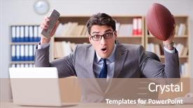  Presentation with grunge american football field - Amazing presentation having computer ropot - businessman with american football backdrop and a coral colored foreground