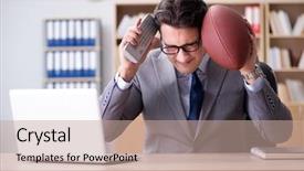  Presentation with american football - Beautiful theme featuring computer ropot - businessman with american football backdrop and a coral colored foreground
