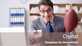  Presentation with football goal post american field - PPT layouts enhanced with computer ropot - businessman with american football background and a coral colored foreground