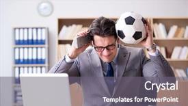 Presentation with motivation ball hill businessman - Amazing PPT theme having computer ropot - businessman with football ball backdrop and a gray colored foreground