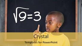  Presentation with blackboard - Beautiful presentation design featuring computer ropot - cute boy pointing against blackboard backdrop and a yellow colored foreground