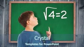  Presentation with cute black board - Presentation consisting of computer ropot - cute boy pointing against blackboard background and a ocean colored foreground