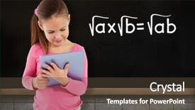  Presentation with tablet - Presentation enhanced with computer ropot - cute girl using tablet background and a tawny brown colored foreground