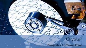  Presentation with brain computer - Presentation theme having computer's brain background and a teal colored foreground