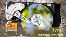  Presentation with brain computer - Beautiful presentation design featuring computer's brain backdrop and a coral colored foreground