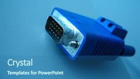  Presentation with connector - Slide set having computer scanner - cable in blue focused background and a  colored foreground