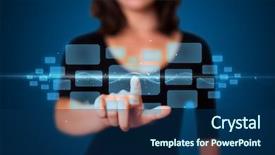  Presentation with tech science - Amazing slides having computer science - businesswoman pressing high tech type backdrop and a navy blue colored foreground