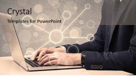  Presentation with salesman - PPT layouts enhanced with computer science - office salesman in elegant suit background and a mint green colored foreground