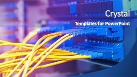  Presentation with computer network - Beautiful PPT theme featuring computer science - panel of fiber network switch backdrop and a cobalt blue colored foreground