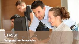  Presentation with helping - Amazing theme having computer science - teacher helping student girl backdrop and a coral colored foreground