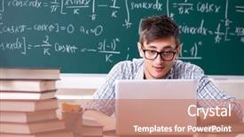  Presentation with pi math - PPT theme featuring computer sciences maths - young male student studying math background and a  colored foreground