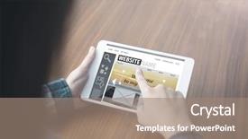  Presentation with website building 3d crossword puzzle cubes - Cool new PPT theme with computer screen house - composite image of build website backdrop and a coral colored foreground